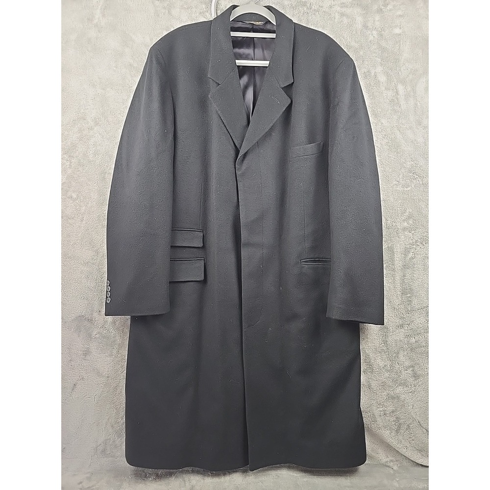 Brooks Brothers Wool Overcoat Mens Sz XL Black Long Trench Business